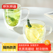 京東京造 玻璃杯 雙層泡茶水杯子耐熱耐高溫咖啡涼水馬克杯300ml