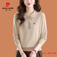皮爾卡丹（pierre cardin）品牌高檔輕奢精紡羊毛衫女POLO領(lǐng)外穿毛衣年輕媽媽遮肉洋氣打底上 品牌高端新品-駝色 XL