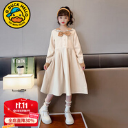 G.DUCKKIDS小黃鴨童裝女童連衣裙春秋新款洋氣時(shí)髦學(xué)院風(fēng)兒童公主裙大童裙子 米色裙子 140 建議身高130cm 10-11歲cm
