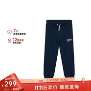 高田賢三（KENZO） 男童深藍色棉質(zhì)LOGO刺繡休閑運動長褲 K24287 857 6A 