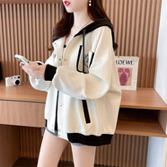 AEMAPE加絨棒球服外套加厚學(xué)院風(fēng)撞色開(kāi)衫衛(wèi)衣女秋冬2025新款時(shí)尚顯瘦 杏色【加銀狐絨】 M 90-110斤