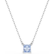 施華洛世奇（SWAROVSKI）女士項鏈優(yōu)雅簡約精致閃耀方形切割藍色水晶鍍銠工藝單顆寶石 Blue Crystal Necklace