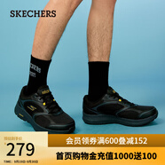 斯凱奇（Skechers）動感緩震跑步鞋復古潮流運動鞋透氣網面舒適休閑鞋 黑色/黃色/BKYL 41