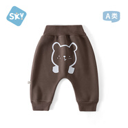 舒貝怡嬰兒褲子大屁屁褲寶寶長(cháng)褲男女兒童高腰pp褲護肚加絨保暖 咖色 80