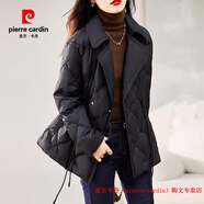 皮爾卡丹（pierre cardin）品牌高檔羽絨棉衣棉服外套女2025冬季西裝領(lǐng)短款收腰修身保暖棉襖 黑色 M 【建議90-110斤】