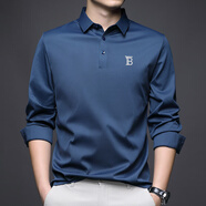 BURBERRY巴寶莉  高端長袖t恤男翻領(lǐng)POLO衫休閑戶外運(yùn)動(dòng)T恤衫 藍(lán) 色 長袖 M 165