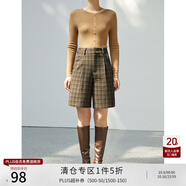 自巧小個(gè)子英倫學(xué)院風(fēng)百慕大短褲女秋冬新款高腰休閑直筒褲子 英倫格 S (153-155cm左右參考)
