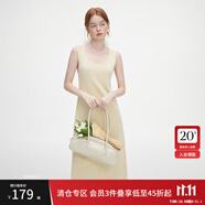 范思藍(lán)恩秋季灰色無袖背帶針織裙女2024新款休閑舒適打底裙修身連衣裙女 奶酪黃 S