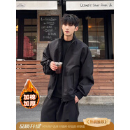 尤芮軻飛行夾克男三防美式秋冬穿搭加厚立領(lǐng)棒球服外套短款工裝沖鋒衣 黑色【升級款加棉】 L 110-130斤