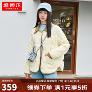 坦博爾羽絨服女短款翻領(lǐng)韓版寬松女士燈芯絨外套TD236266 黃油蜜 175 