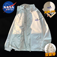 NASA MARVEL夾克男春秋季外套潮流休閑立領(lǐng)雙面穿寬松春款情侶裝 白色 S