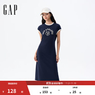 GAP女裝2025夏季新款LOGO修身運動(dòng)無(wú)袖連衣裙長(cháng)裙衛衣裙765947 海軍藍 S (160/80A) 亞洲尺碼
