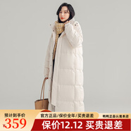 鴨鴨（YAYA）新國標羽絨服女長(cháng)款過(guò)膝2025年冬季新款羽絨服連帽保暖戶(hù)外羽絨服 米白色 XS