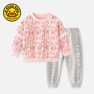 G.duck女寶寶春裝秋季時(shí)髦韓范運動(dòng)衛衣套裝兒童小女童洋氣分體1歲衣服3 2553時(shí)髦粉兔 73 cm