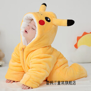 雷姆汀嬰兒保暖連體衣加厚寶寶哈衣加絨外出服卡通爬服連腳夾棉衣服秋冬 小精靈冬款加絨加厚-包手包腳 73碼(建議4-8個(gè)月)