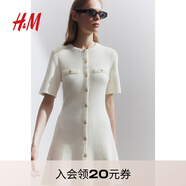 H&M女裝連衣裙2025新款小香風(fēng)法式修身針織千金風(fēng)連身裙1229076 奶油色 S 160/88