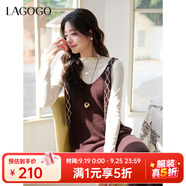 lagogo琥珀流光背心連衣裙女拉谷谷2025冬新款高級感修身吊帶裙 棕色 L