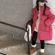 未來(lái)之星（FUTURE STAR）女童羽絨棉服冬裝2025新款洋氣女大童加厚保暖外套抓絨衣連帽棉襖 玫紅色 120 關(guān)注收藏優(yōu)先發(fā)貨