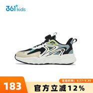 361°童鞋休閑鞋男童跑步鞋2025秋季新款中大童旋鈕扣運動鞋 燕麥灰色/碳黑/松霜綠色 34