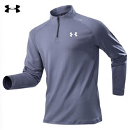 安德瑪（Under Armour）新款運(yùn)動(dòng)健身衛(wèi)衣男子秋季休閑舒適針織衫長(zhǎng)袖半拉鏈跑步健身服 煙灰色 S  適用90-110斤