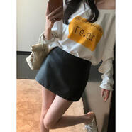 區(qū)區(qū)歐陽(yáng)pu皮半身裙女冬季辣妹低腰包臀短裙復(fù)古顯瘦皮裙短款裙子 啞光黑 XS