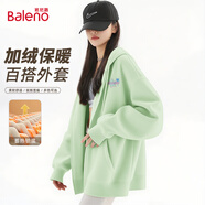 班尼路（Baleno）加絨連帽開衫衛(wèi)衣女秋冬季2025新款潮牌星星寬松長袖外套女裝上衣