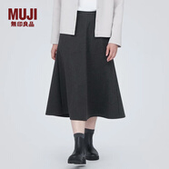 無印良品（MUJI）女式 彈力起毛 寬擺裙 休閑中長款A(yù)字半身裙子女款秋季 BE1P4C3A 深棕色 S (155/62A)