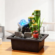 水渡煙云風(fēng)車(chē)水輪擺件流水噴泉簡(jiǎn)約現代家居裝飾品客廳辦公室創(chuàng  )意水景禮物 中號竹子21*17*23CM