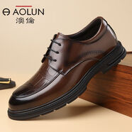 澳倫（aolun）店鋪熱銷2025新款男士休閑商務(wù)皮鞋軟底防滑百搭舒適 深棕色 41