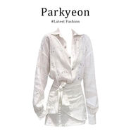 小紅書(shū)爆款parkyeon法式重工鏤空鉤花襯衫連衣裙女時(shí)尚辣妹風(fēng)收腰 裙子 S