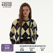 Teenie Weenie小熊女裝菱形格毛衣開衫慵懶風外套針織衫復(fù)古時髦 藏青色 M (165)