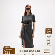ONLY夏季時(shí)尚休閑長款開叉收腰顯瘦連衣裙女|124261004 S03 深花灰色 M