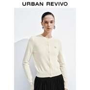 UR2025秋季新款女裝簡(jiǎn)約休閑亮片裝飾針織開(kāi)衫UWB950011 米白 S