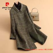 皮爾卡丹（pierre cardin）品牌高檔輕奢2024秋冬大碼中長(cháng)款雙面羊毛大衣女?huà)寢屟b貴婦人遮肉 品牌高端新品-晚秋小方格 現貨 M 93-106斤