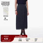 Teenie Weenie小熊女裝波點(diǎn)半身裙2025夏季新款復(fù)古摩登波點(diǎn)雪紡裙 藏青色 S