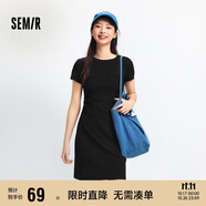 森馬（Semir）連衣裙女圓領(lǐng)收腰彈力針織裙2025夏刺繡休閑短裙辣妹109325114001