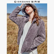 佐丹奴珊瑚絨外套女可愛雙面絨開衫短款立領加絨休閑夾克13371821 01紫色 XL