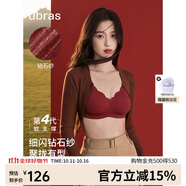 ubras虞書欣同款鉆石紗夾心軟支撐花瓣杯文胸內(nèi)衣女胸罩 背心-絲絨紅 M