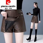 皮爾卡丹（pierre cardin）皮裙褲女2025新款秋冬季高腰時(shí)尚百搭包臀短褲a字裙褲PU皮短褲裙 黑色 C區8903 5XL 155-165斤