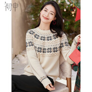 初申秋冬圓領(lǐng)針織衫女雪花設計保暖寬松顯瘦溫柔風(fēng)毛衣上衣S54Z109
