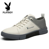 花花公子（PLAYBOY）【特價(jià)清倉】男鞋2025真皮鞋韓版潮流休閑皮鞋百搭潮板鞋 1003白色單鞋 38