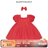 happyology英國兒童波點(diǎn)泡泡袖連身裙女童新品春全棉可愛夏連衣裙 紅底白波點(diǎn) 125 (124cm)