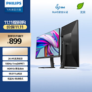 飛利浦23.8英寸 2K 100Hz IPS 8bit HDR 愛眼低藍(lán)光節(jié)能 HDMI+DP旋轉(zhuǎn)升降 高刷娛樂辦公顯示器24E1N5500B