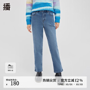 播做舊牛仔褲秋冬新品鉛筆褲高腰顯瘦通勤休閑女DDQ4KD5424 B59牛仔藍 L