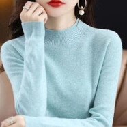 恒源祥高檔新款羊毛衫女半高領(lǐng)短款毛衣寬松顯瘦百搭大碼針織打底衫 半高領(lǐng)-夾花綠 厚款 S 80-100斤