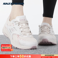 斯凱奇（Skechers）女鞋25新款秋季輕便休閑鞋百搭透氣鞋厚底顯高跑步鞋減震運動(dòng)鞋子 潮流百搭/自然色 /37碼及以上建議拍小半碼 37.5 (腳長(cháng)24.5cm)