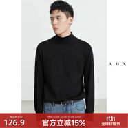 a.b.x秋冬季半高領毛衣男寬松韓版潮流毛衫男士加厚白色打底中領針織衫 黑色 XL