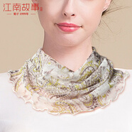 江南故事桑蠶絲假領(lǐng)子脖套針織防曬網(wǎng)眼真絲圍脖女春秋套頭護(hù)頸面紗 春日之姿(新)