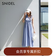 SNIDEL2025秋冬新品氣質翻領無袖收腰A字襯衫連衣裙SWFO254018 藍色 M （1）