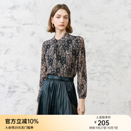 顏域（YANYEE）復古網(wǎng)紗印花針織衫女2025新款冬季優(yōu)雅通勤長袖寬松內(nèi)搭上衣 黑花 M/38